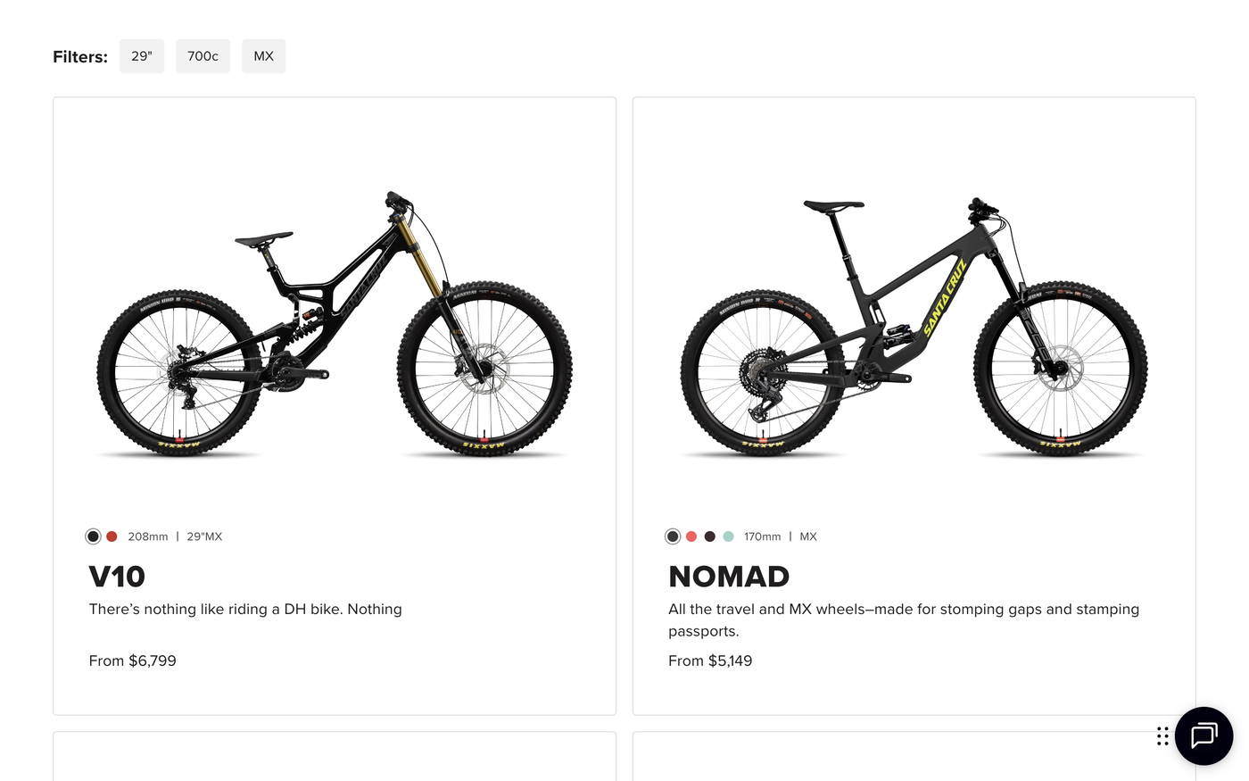 Santa Cruz Bicycles screenshot