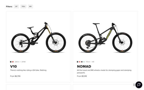 Santa Cruz Bicycles website screenshot