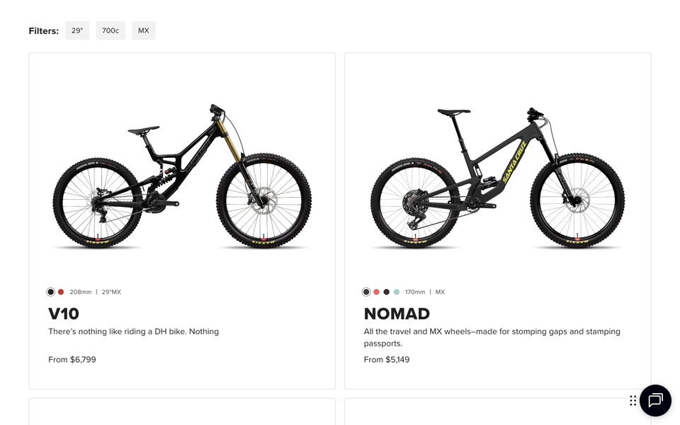 Santa Cruz Bicycles website