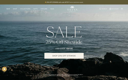 Satya Jewelry website screenshot