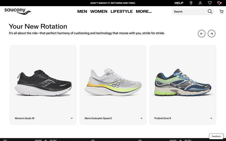Saucony website
