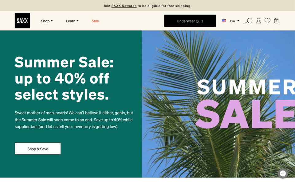 SAXX Underwear website