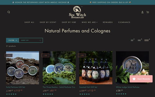Sea Witch Botanicals website screenshot