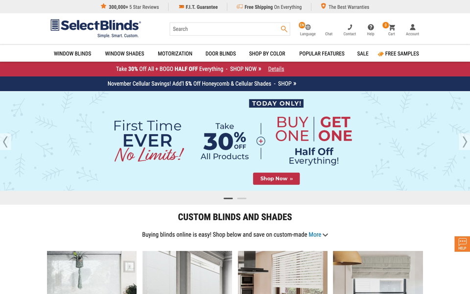 Select Blinds website