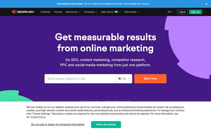 Semrush screenshot