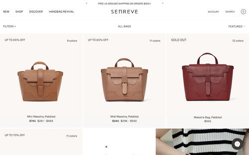 Senreve website screenshot