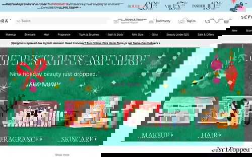 Sephora website screenshot