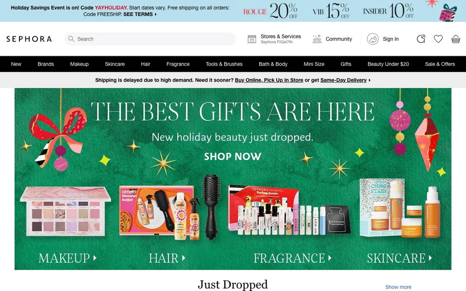 Sephora website