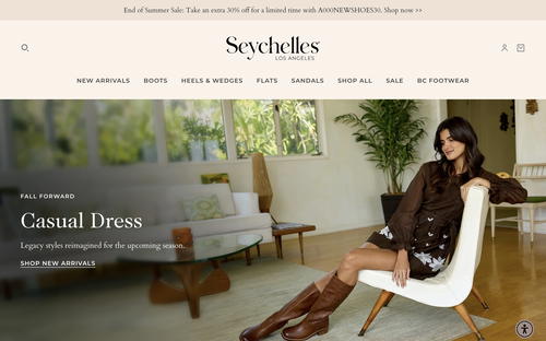 Seychelles Footwear website screenshot