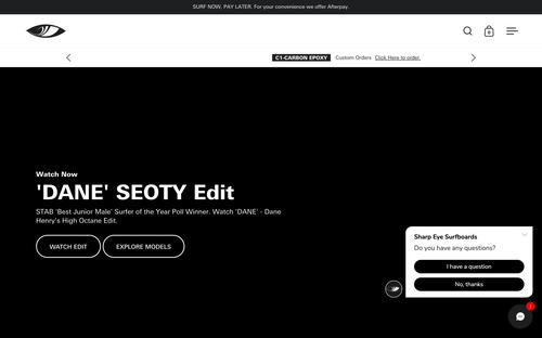 Sharp Eye Surfboards website screenshot