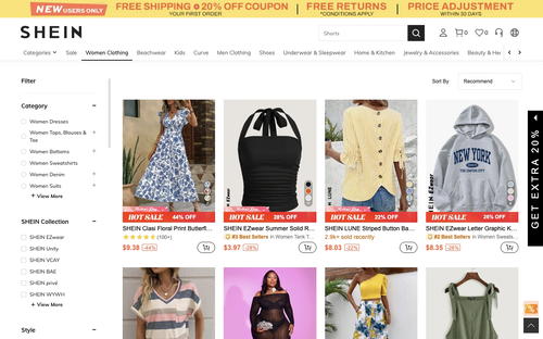 SHEIN website screenshot