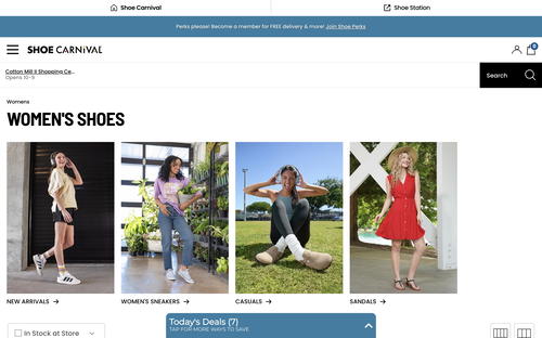 Shoe Carnival website screenshot
