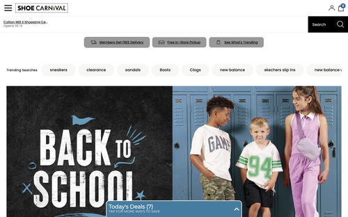 Shoe Carnival website screenshot