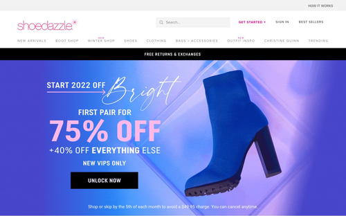 ShoeDazzle website screenshot