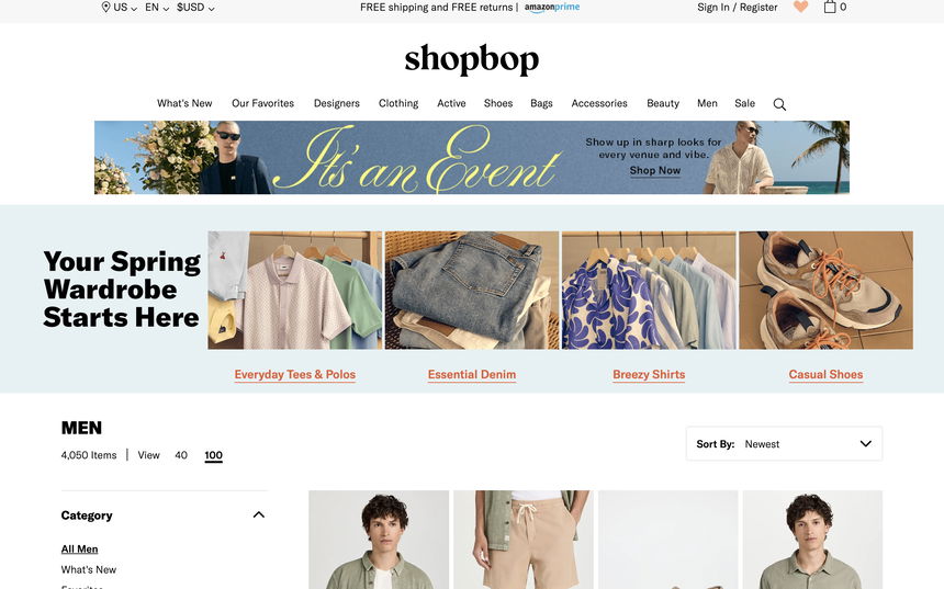 Shopbop on Shomp