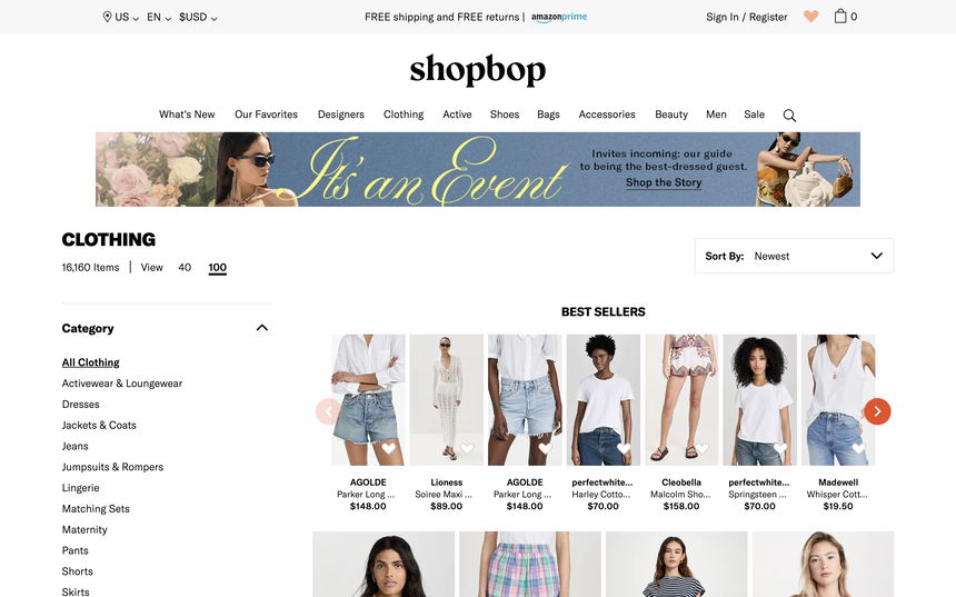 Shopbop on Shomp