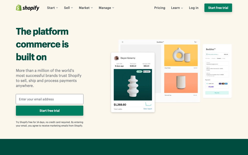 Shopify website