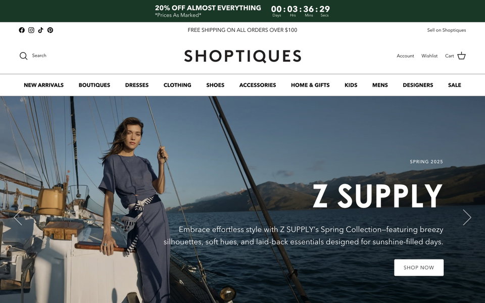 Shoptiques website