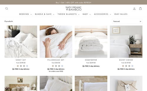 Simply Organic Bamboo website screenshot