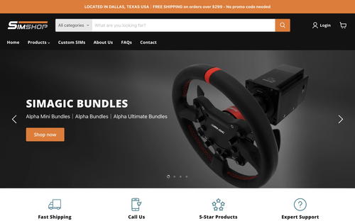 Simshop website screenshot