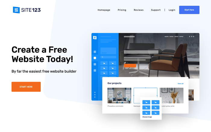 SITE123 screenshot
