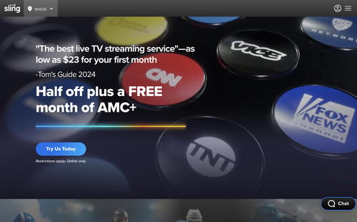 Sling TV website screenshot