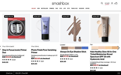 Smashbox website screenshot