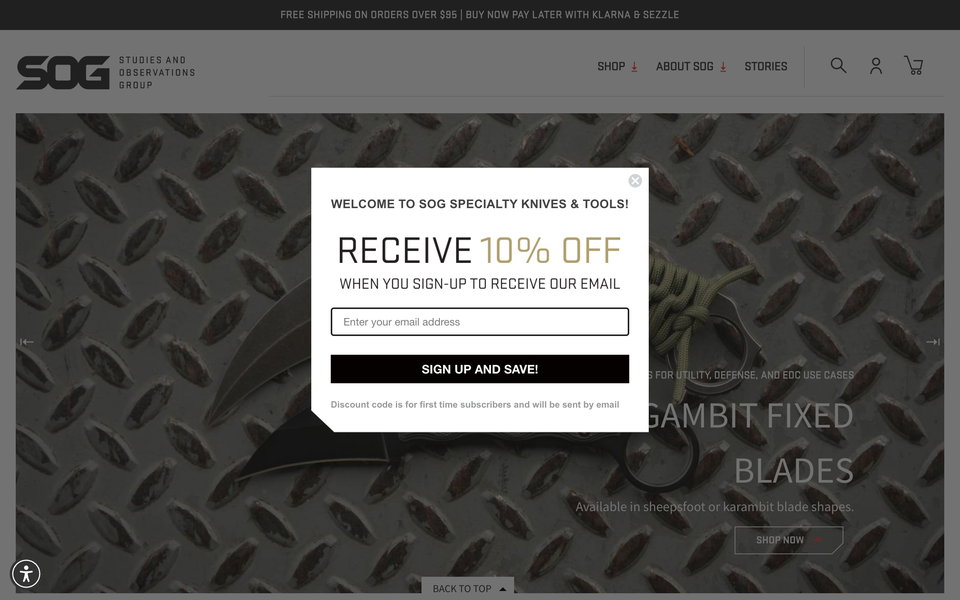 SOG Knives website