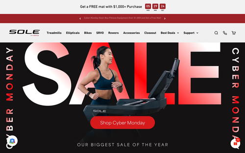 Sole Treadmills website screenshot