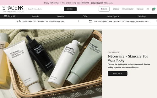 SpaceNK website screenshot