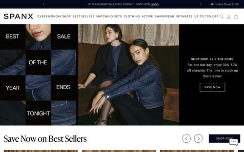 Spanx website screenshot