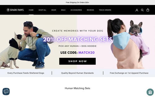 SPARK PAWS website screenshot