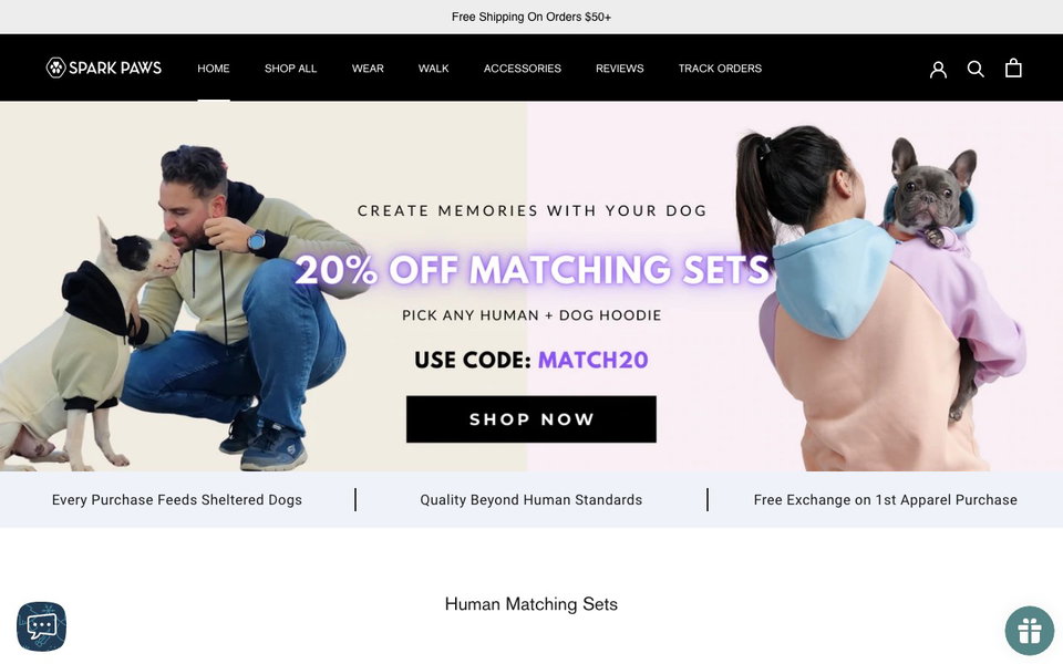 SPARK PAWS website