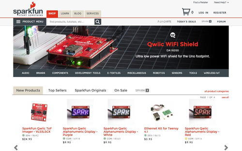 SparkFun Electronics website screenshot