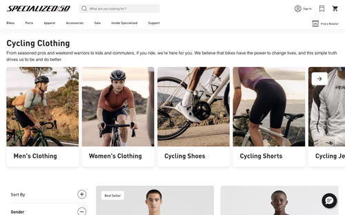 Specialized Bicycles website screenshot
