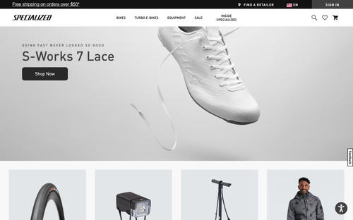 Specialized Bicycles website screenshot