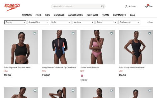 Speedo website screenshot