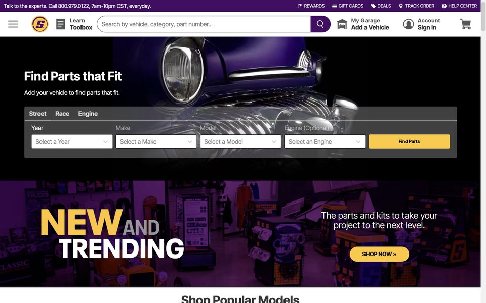 Speedway Motors website