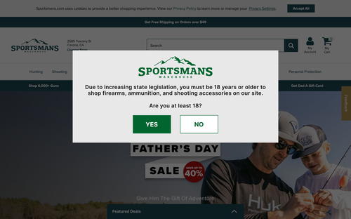 Sportsman's Warehouse website screenshot