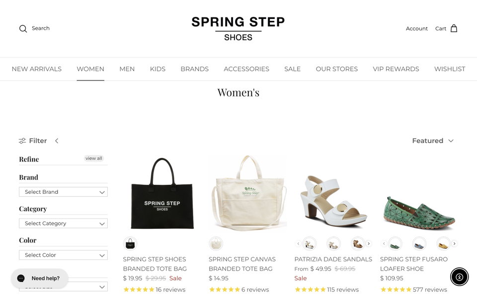Spring Step Shoes website