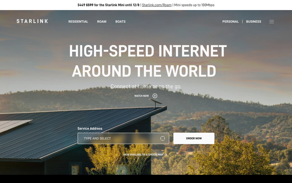 Starlink website