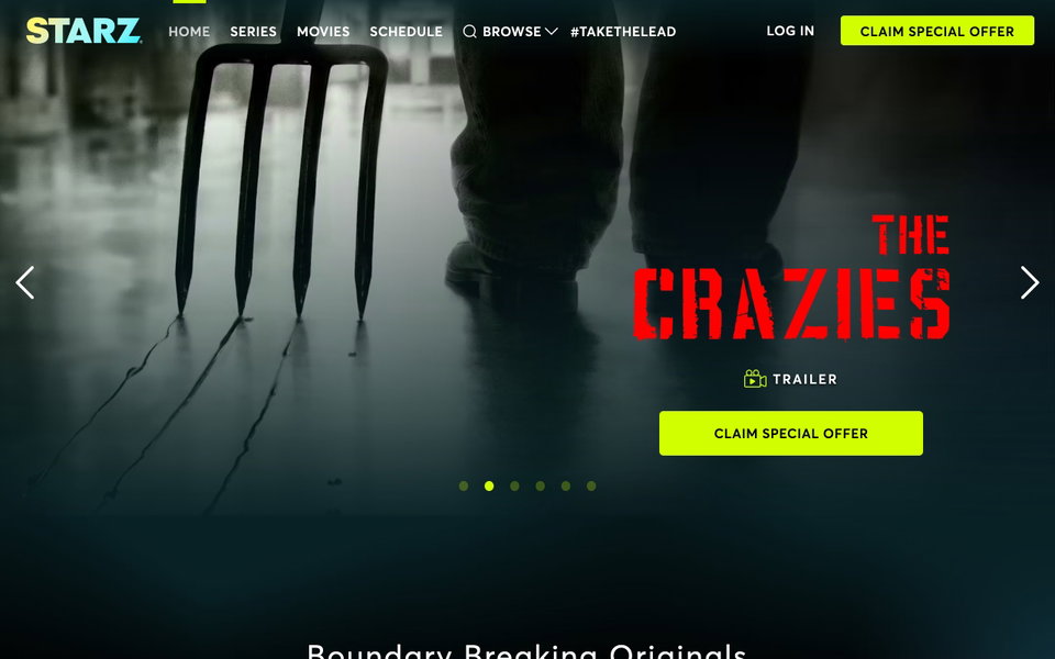 Starz website
