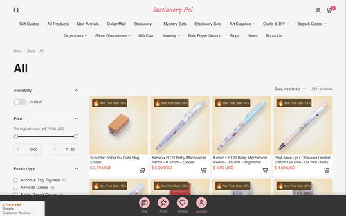 Stationery Pal website screenshot