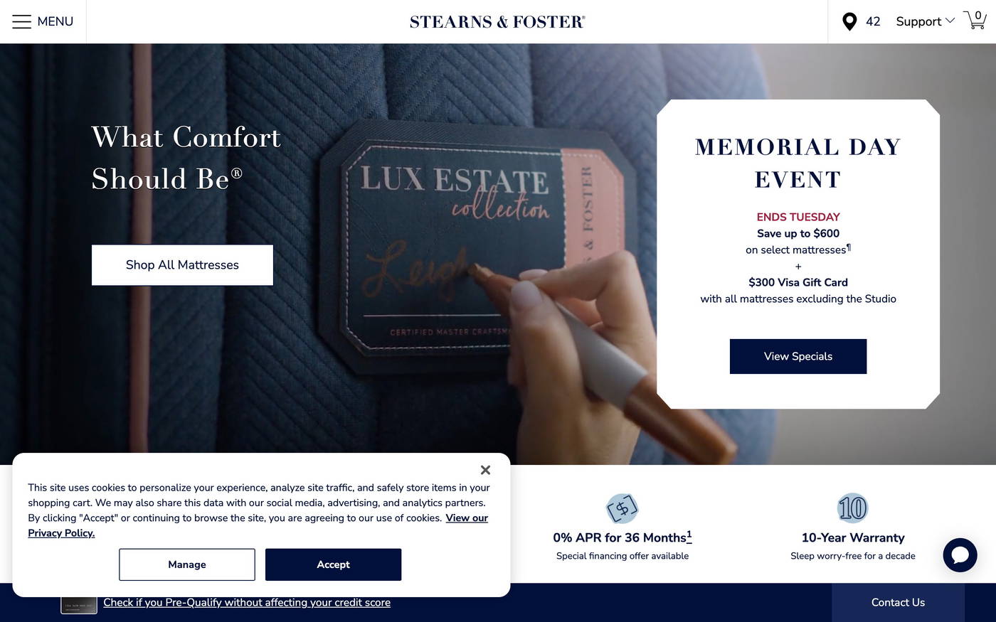 Stearns & Foster screenshot