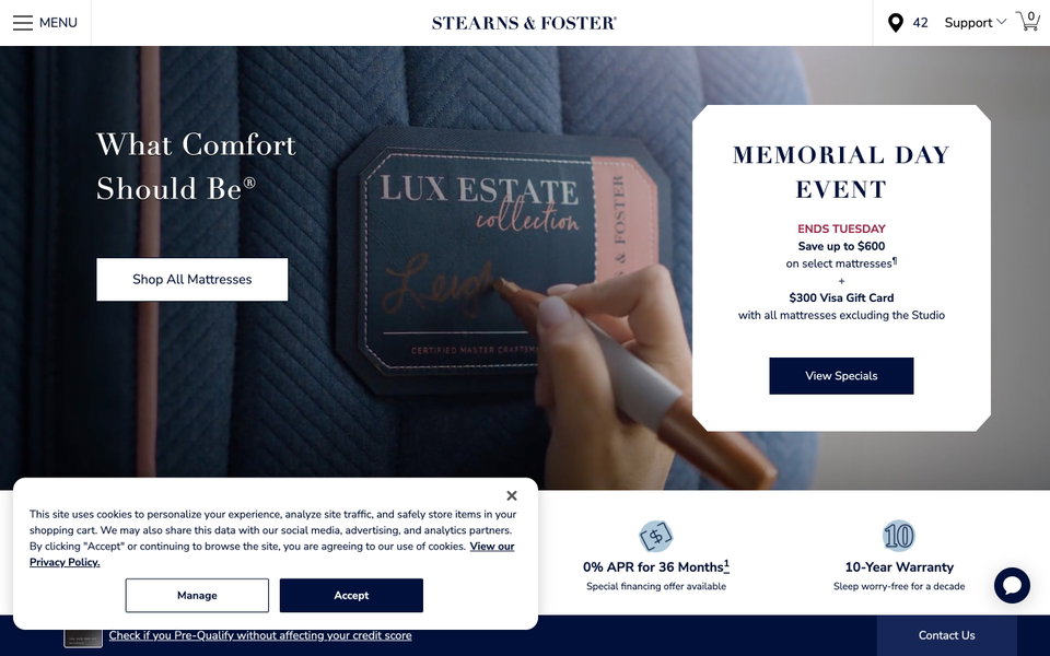 Stearns & Foster website