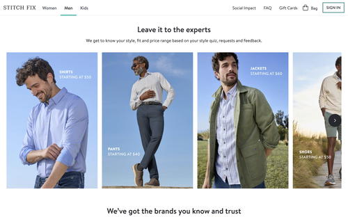 Stitch Fix website screenshot