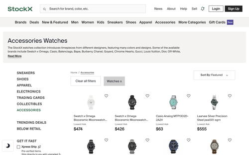 StockX website screenshot