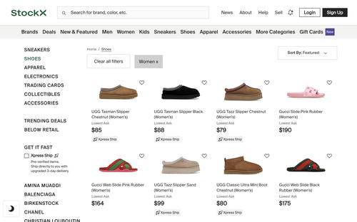 StockX website screenshot