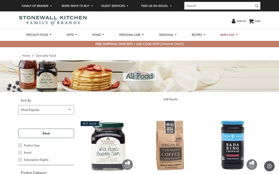 Stonewall Kitchen website
