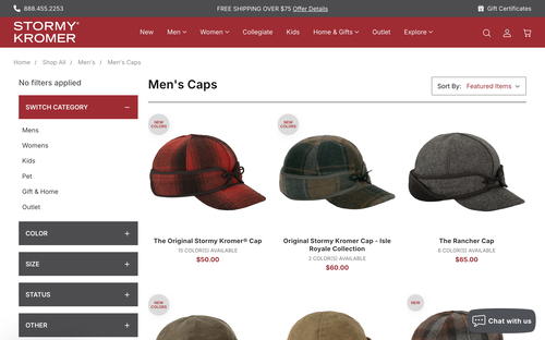Stormy Kromer website screenshot